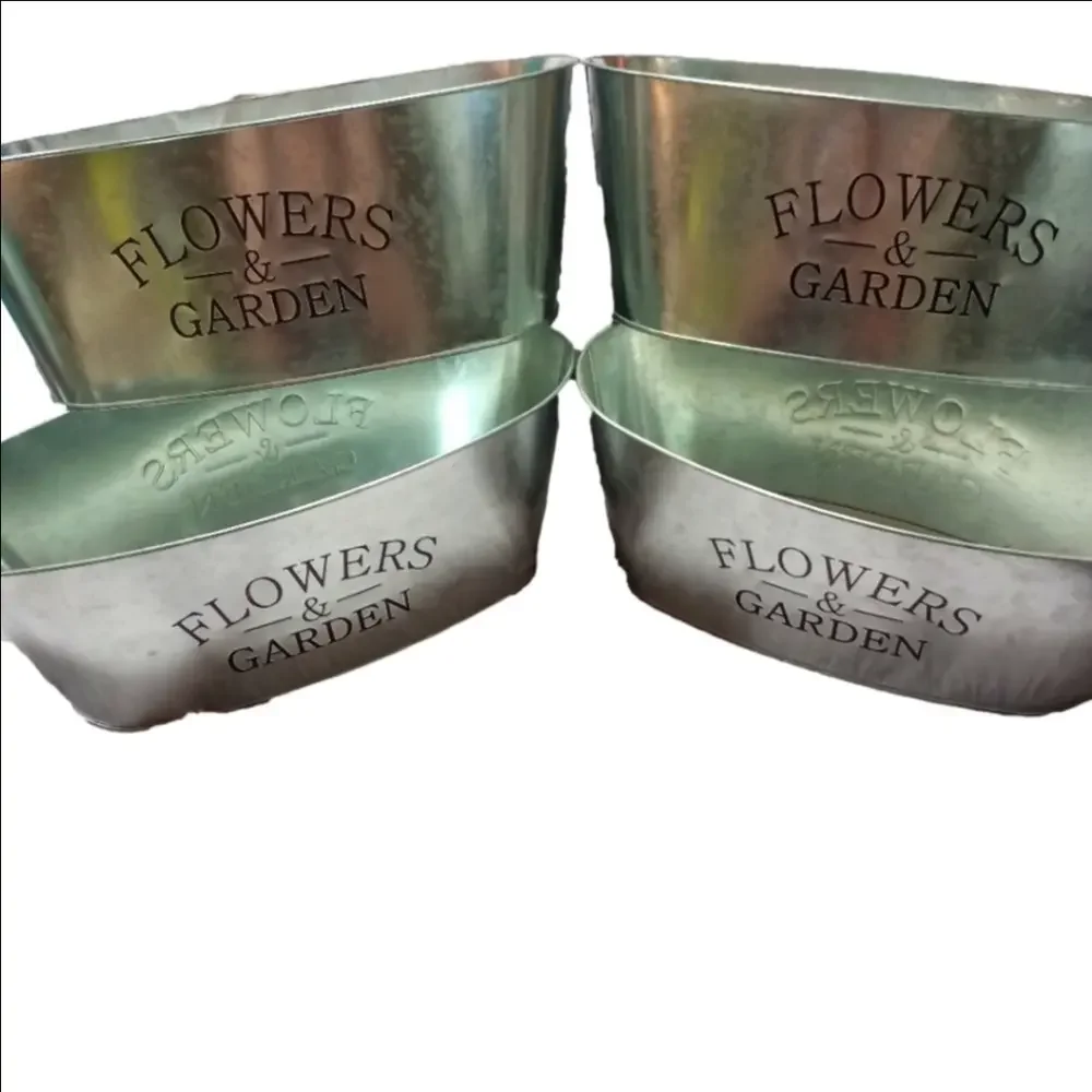 Outdoors by Design Silver Galvanized Planters Set of 2